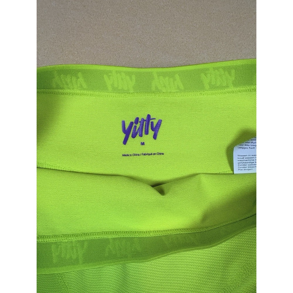 Yitty Womens Spotlight Shaping‎ High Waist Shorts Neon Yellow Shimmer Bop Star - Picture 2 of 5